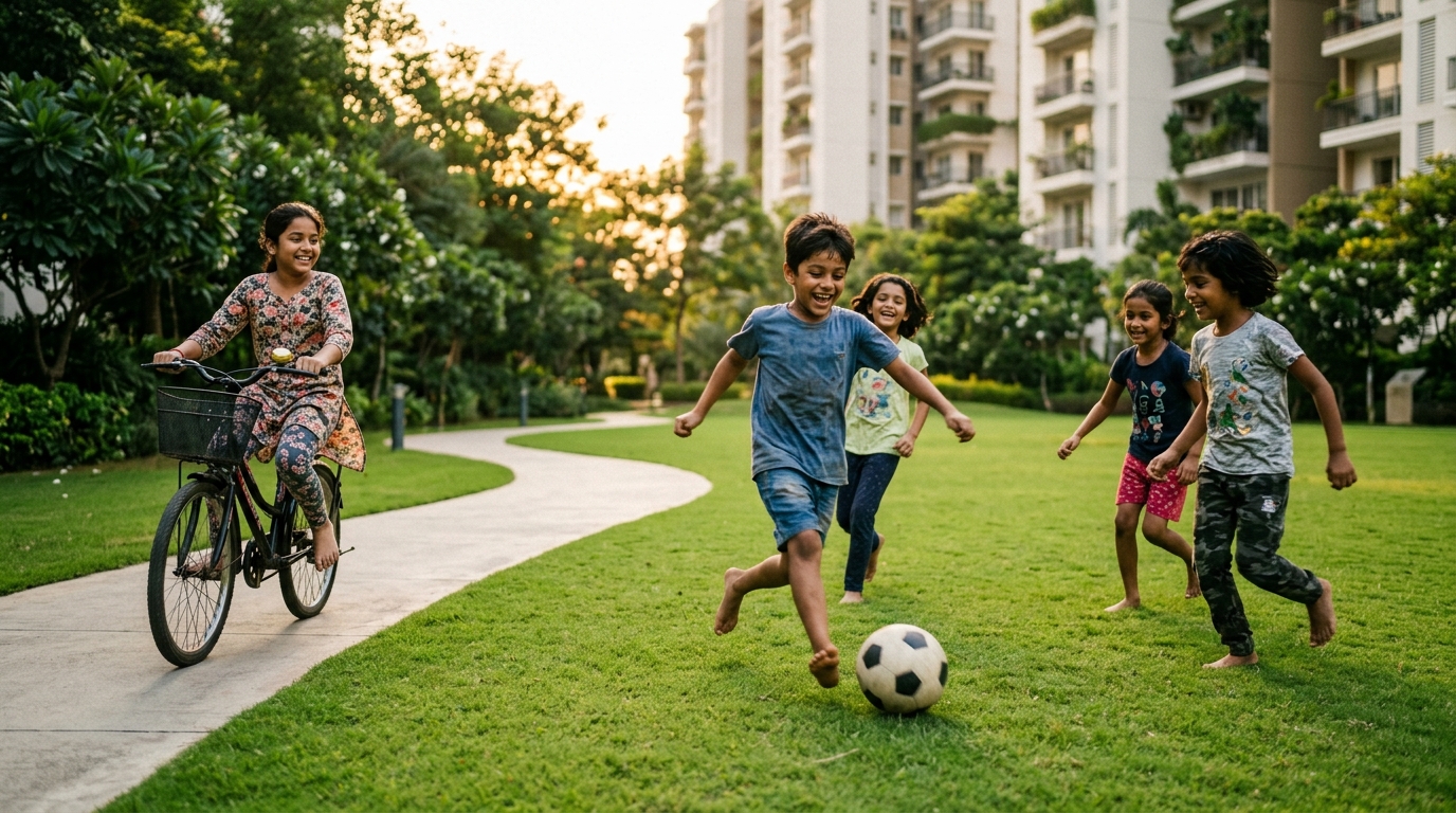 Children playing freely outdoors